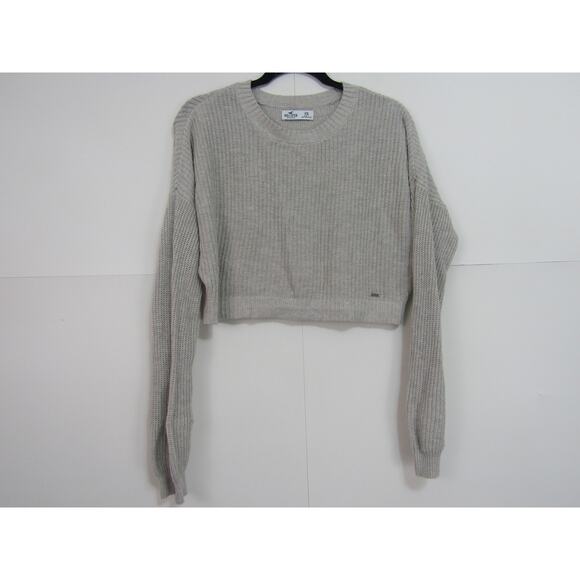 Hollister Tan Crop Knit Sweater sz XS Coastal Neutral Boho Minimalist Y2K 90s - Picture 1 of 9